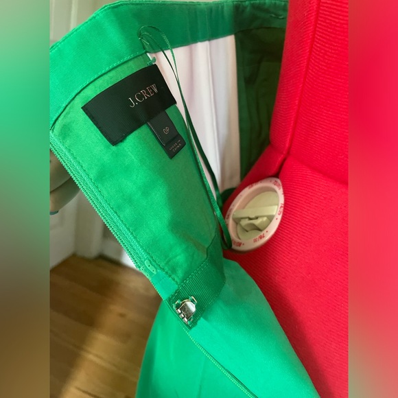 J. Crew Strapless Green Ruffle Hem Midi Party Dress Built in Corset - Picture 8 of 10